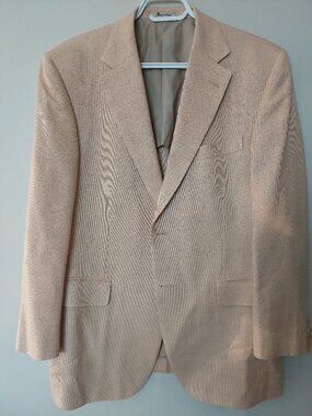 Aquascutum London Men's 40R 100% Silk Light Beige Blazer Made In Japan